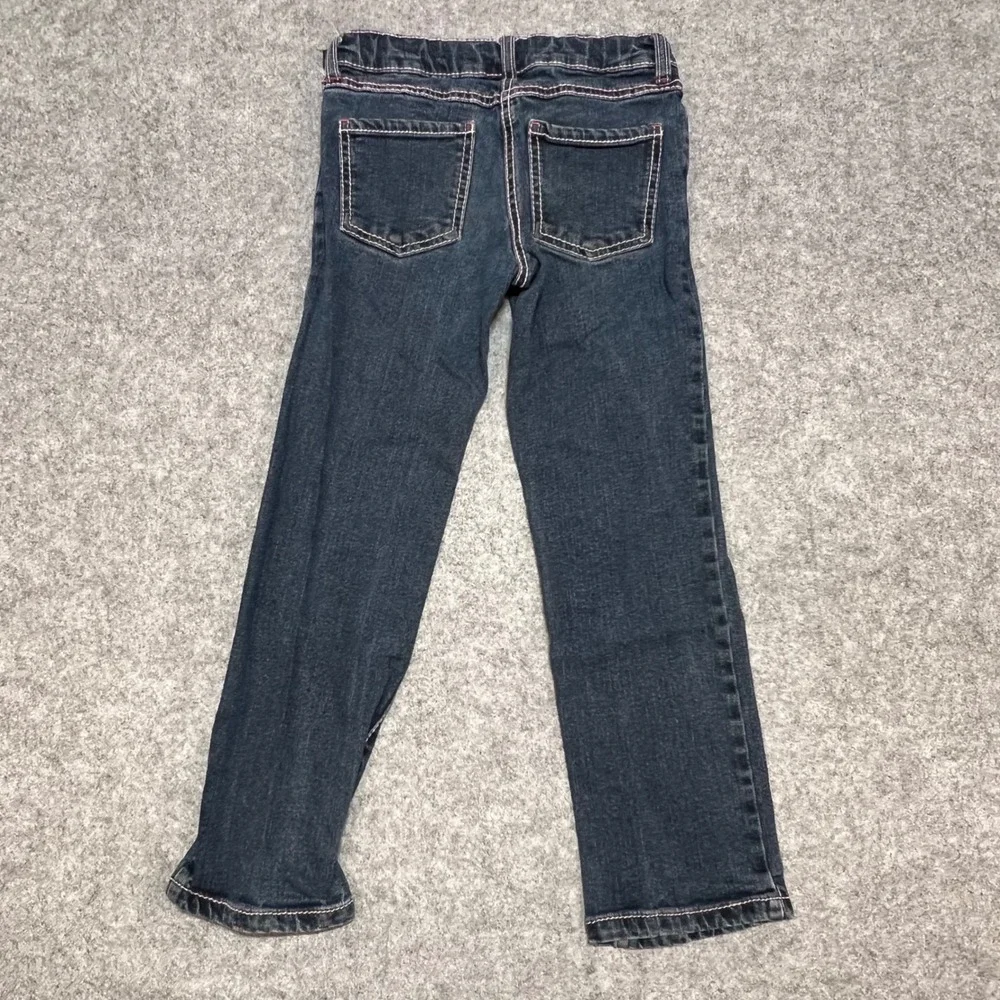 Gymboree Girls Youth 7 Dark Wash Pink Contrast Stitch Straight Leg Jeans